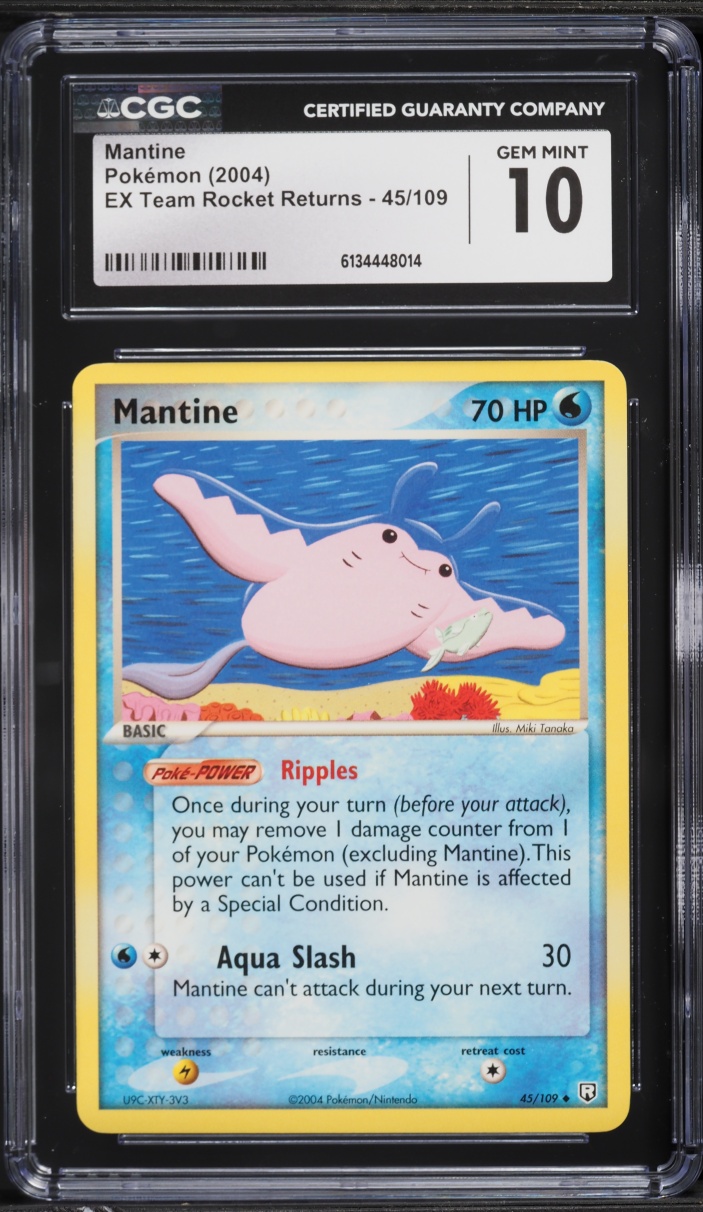 2004 Pokemon EX Team Rocket Returns Mantine #45 CGC 10 GEM MINT
