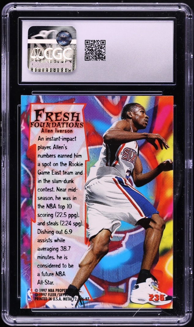 1996 Metal Fresh Foundations Allen Iverson ROOKIE #236 CGC 9.5 MINT+