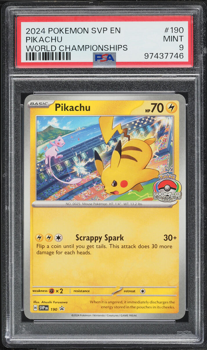 2024 Pokemon Scarlet & Violet Promo World Championships Pikachu #190 PSA 9 MINT