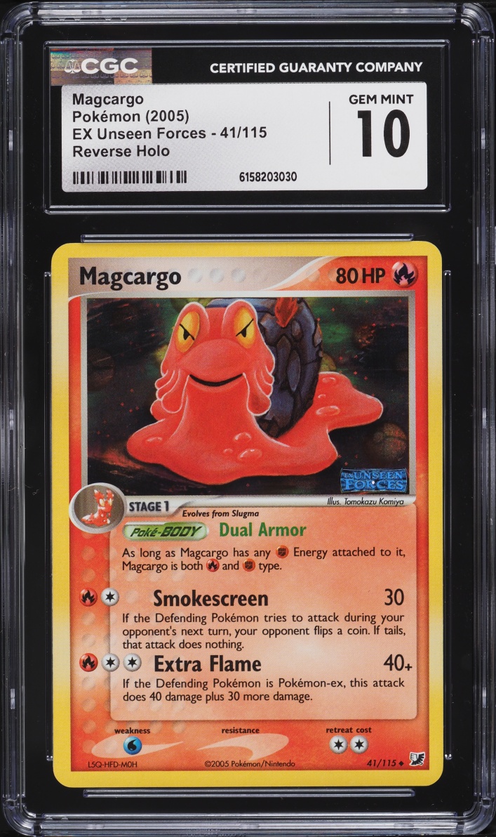 2005 Pokemon EX Unseen Forces Reverse Holo Magcargo #41 CGC 10 GEM MINT