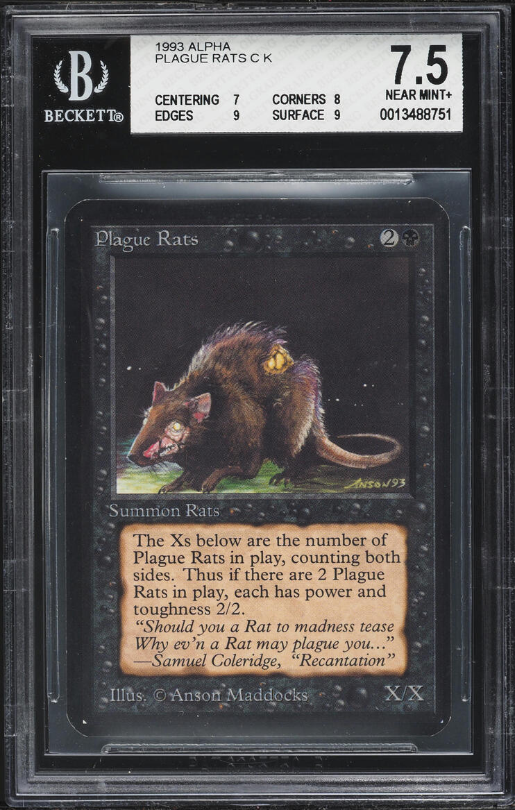 1993 Magic The Gathering MTG Alpha Plague Rats BGS 7.5 NRMT+ on ...