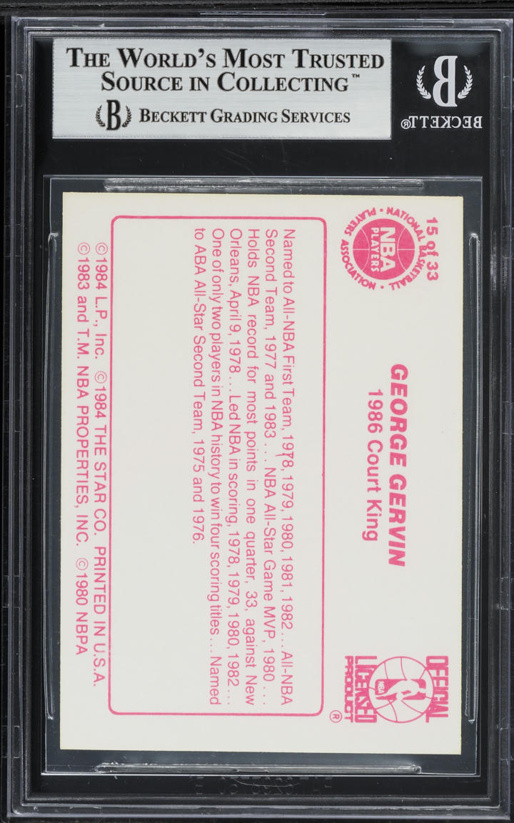 1986 Star Court Kings George Gervin #15 BGS 9 MINT
