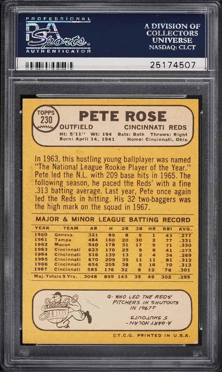1968 Topps Pete Rose #230 PSA 6 EXMT