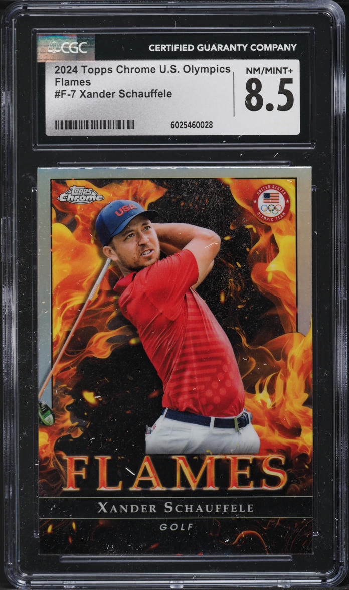 2024 Topps Chrome U.S. Olympics Flames Xander Schauffele #F-7 CGC 8.5 NM-MT+