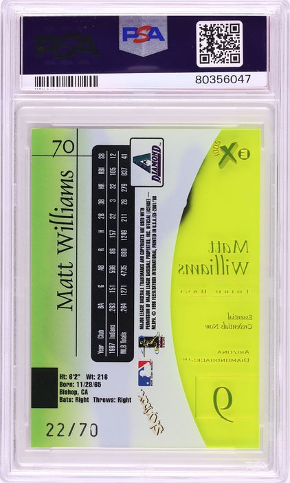 1998 Skybox E-X2001 Essential Credentials Now Matt Williams /70 #70 PSA 6 EXMT - Photo 2
