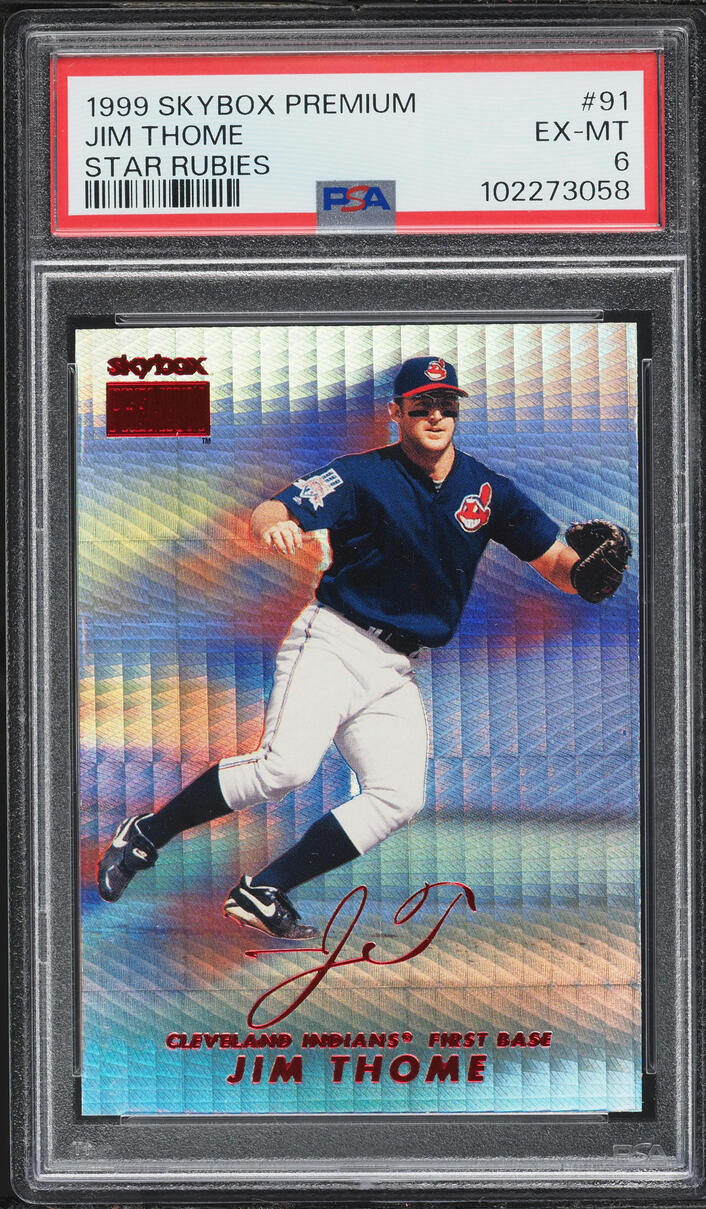 1999 Skybox Premium Star Rubies Jim Thome /50 #91 PSA 6 EXMT - Photo 1