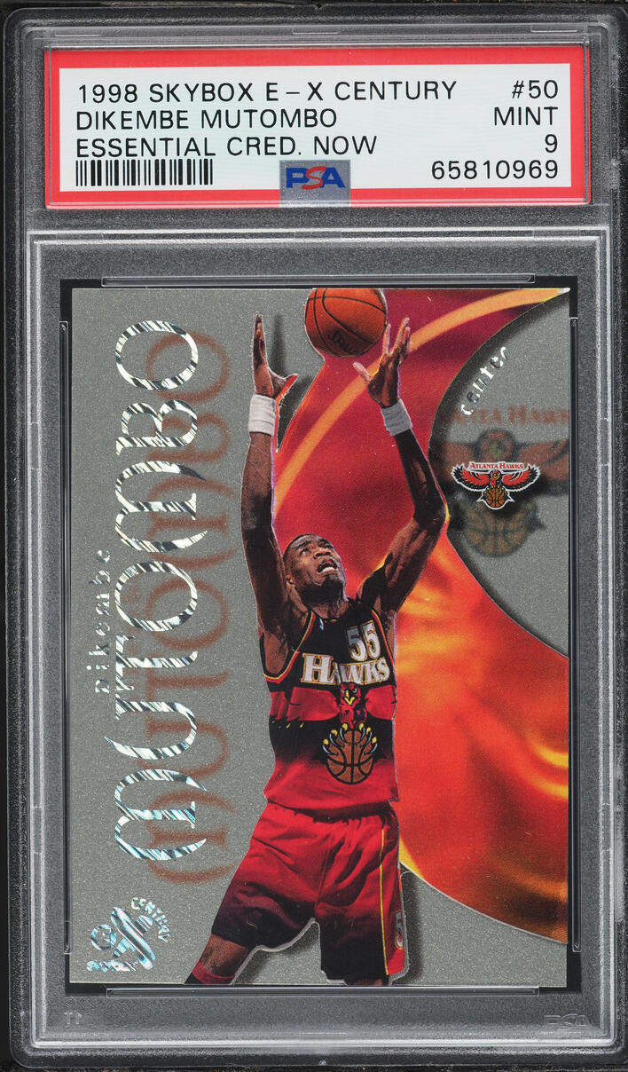 1998 Skybox E-X Century Essential Credentials Now Dikembe Mutombo /50 #50 PSA 9 MINT - Photo 1