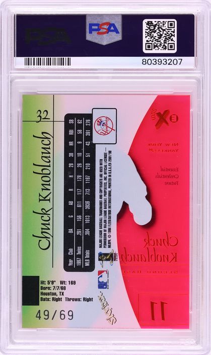 1998 Skybox E-X 2001 Essential Credentials Future Chuck Knoblauch /69 #32 PSA 6 EXMT - Photo 2