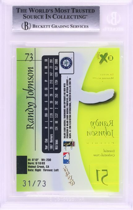 1998 E-X2001 Essential Credentials Now Randy Johnson /73 #73 BGS 8.5 NM-MT+ - Photo 2