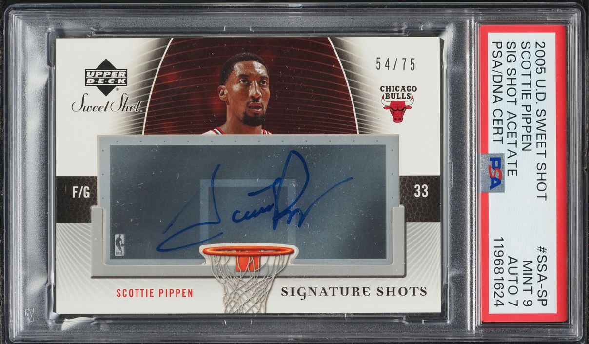 2005 Upper Deck Sweet Shot Signature Acetate Scottie Pippen AUTO DNA 7 /75 #SSA-SP PSA 9 MINT - Photo 1