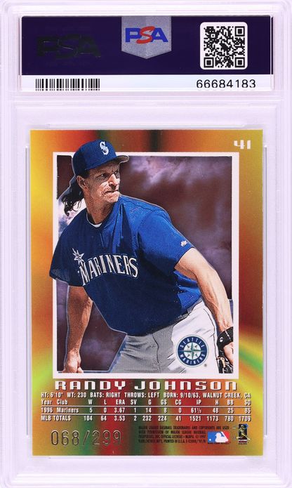 1997 Skybox E-X 2000 Credentials Randy Johnson /299  #41 PSA 8 NM-MT - Photo 2