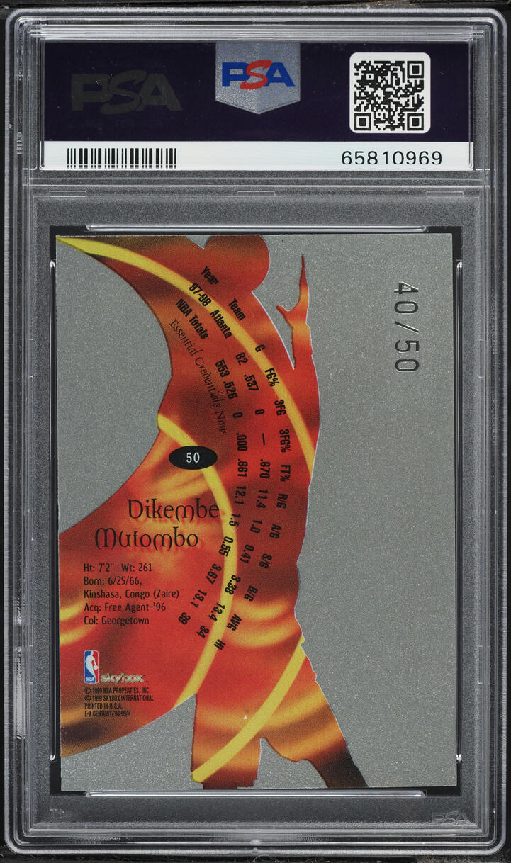 1998 Skybox E-X Century Essential Credentials Now Dikembe Mutombo /50 #50 PSA 9 MINT - Photo 2