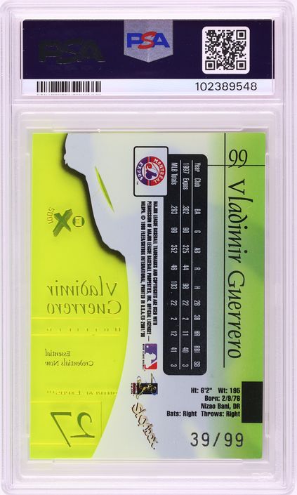 1998 Skybox E-X2001 Essential Credentials Now Vladimir Guerrero /99 #99 PSA 6 EXMT - Photo 2