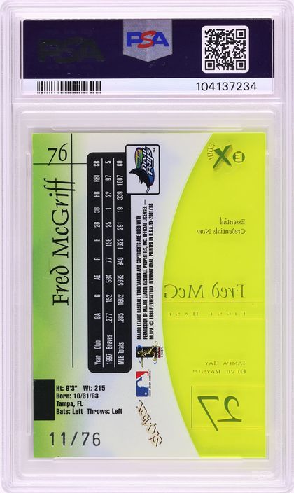 1998 Skybox E-X2001 Essential Credentials Now Fred McGriff /76 #76 PSA 8 NM-MT - Photo 2