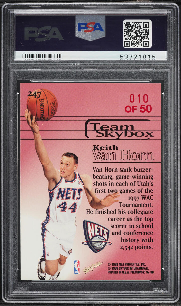 1997 Skybox Premium Star Rubies Keith Van Horn ROOKIE /50 #247 PSA 8 NM-MT - Photo 2