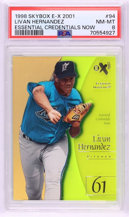 1998 Skybox E-X2001 Essential Credentials Now Livan Hernandez /94 #94 PSA 8 NM-MT - Photo 1