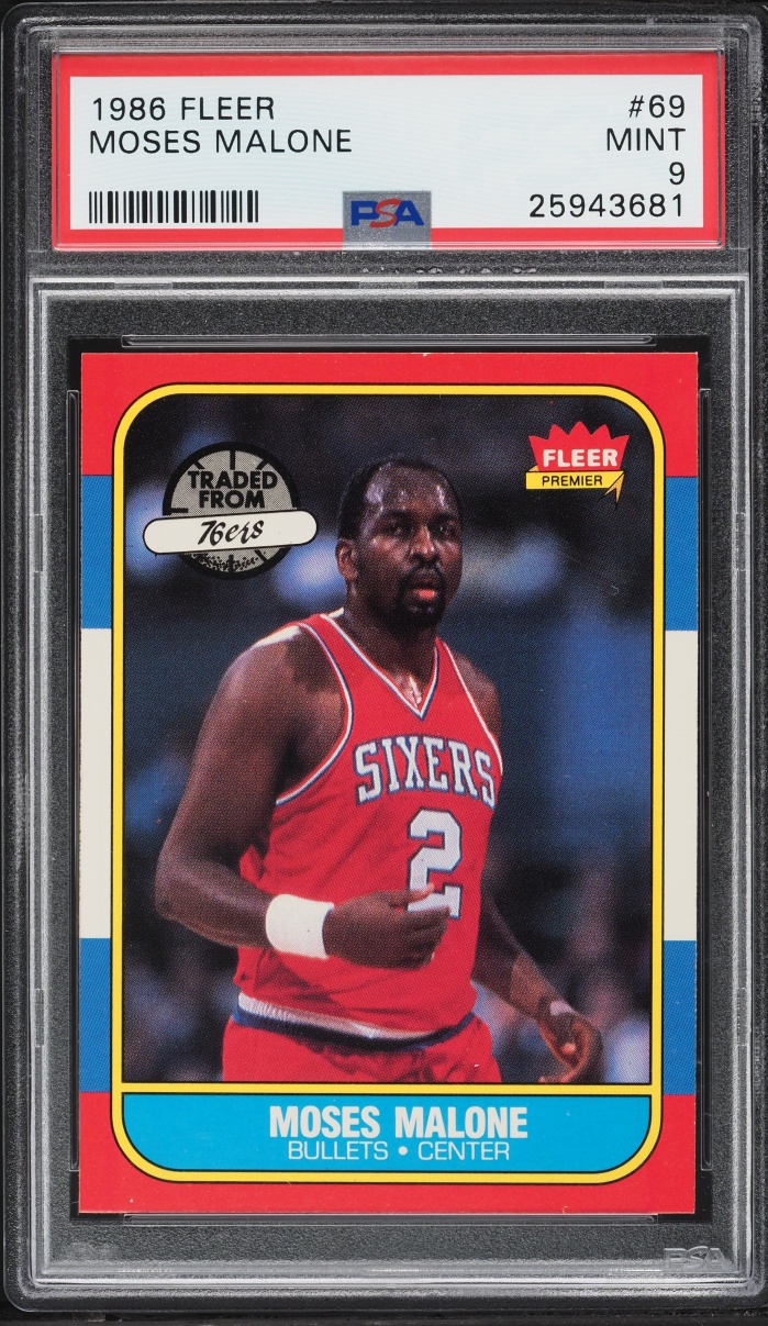 1986 Fleer Basketball Moses Malone #69 PSA 9 MINT