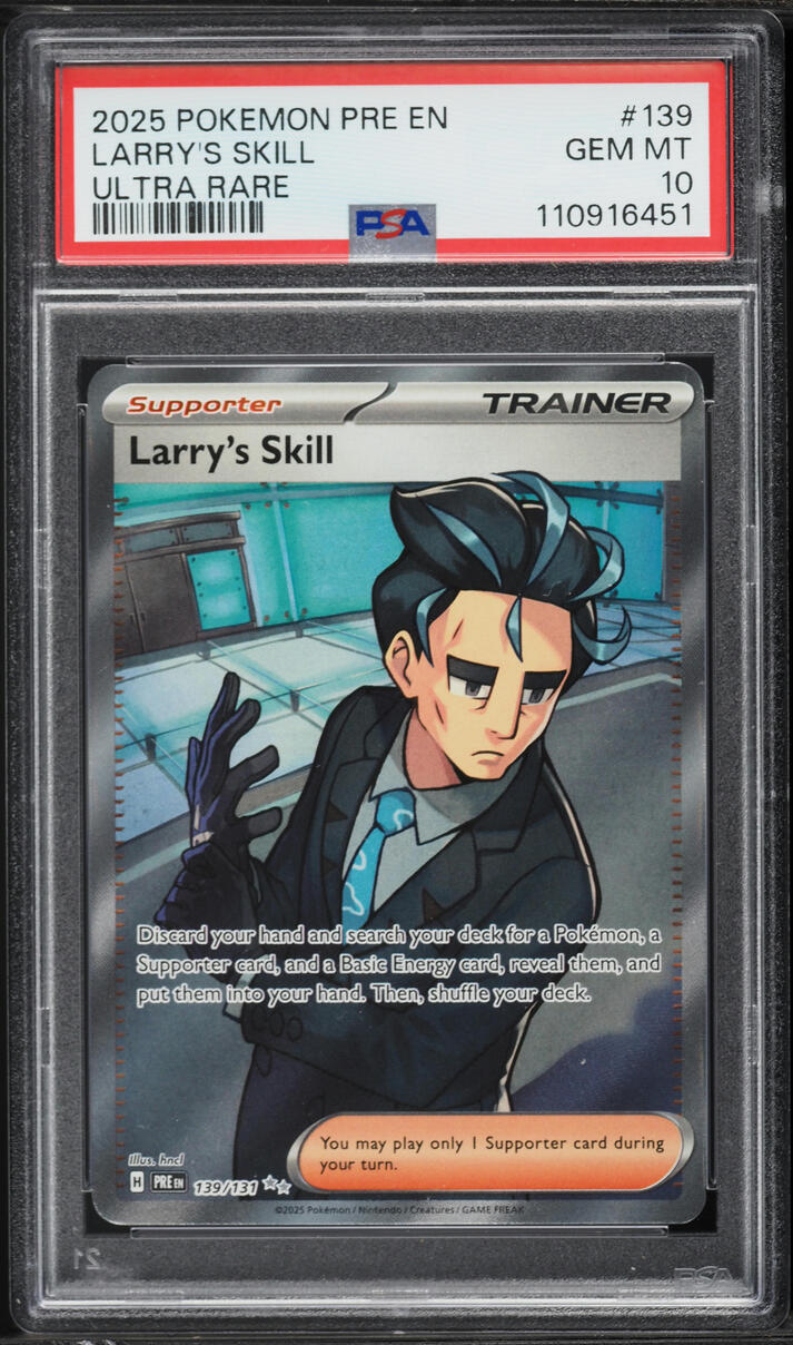 2025 Pokemon Scarlet & Violet Prismatic Evolutions Full Art Larry's Skill #139 PSA 10 GEM MINT