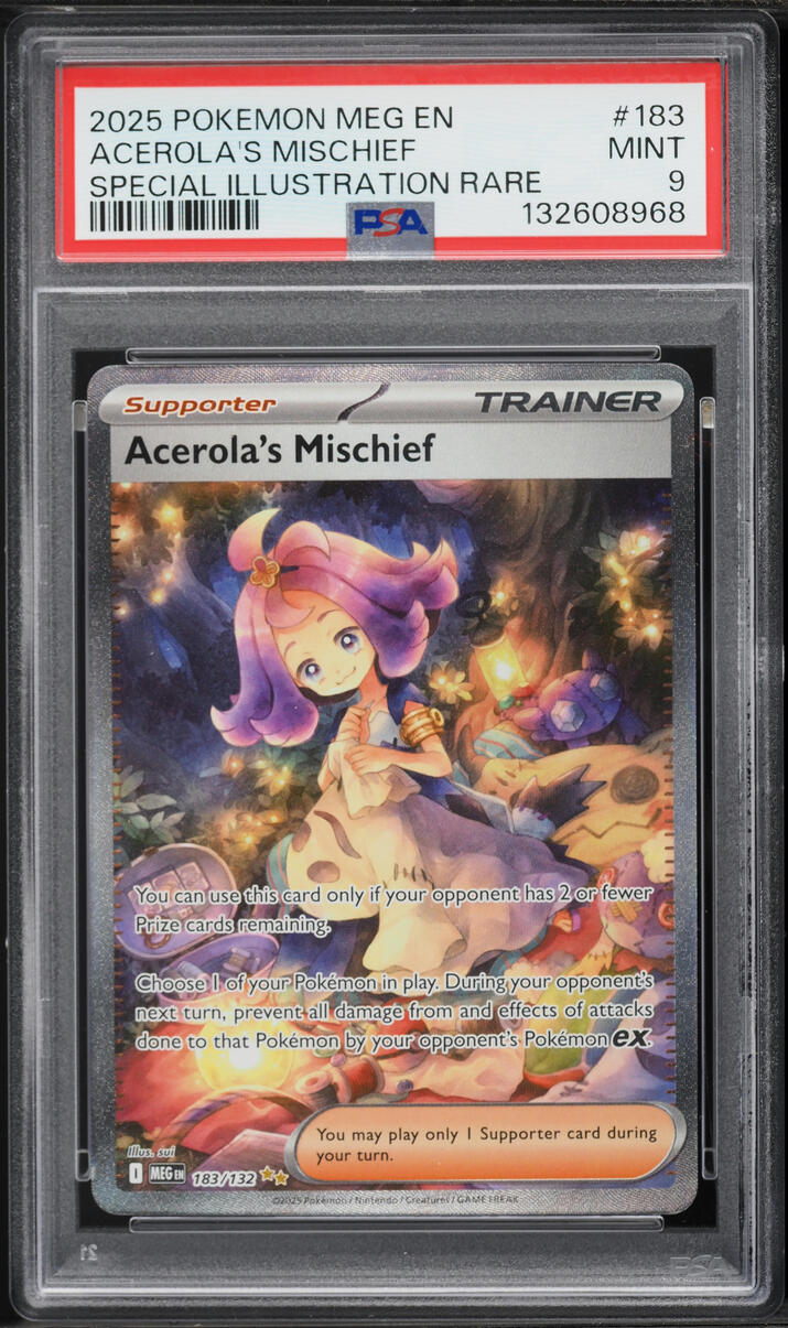 2025 Pokemon Mega Evolution SIR Acerola's Mischief #183 PSA 9 MINT