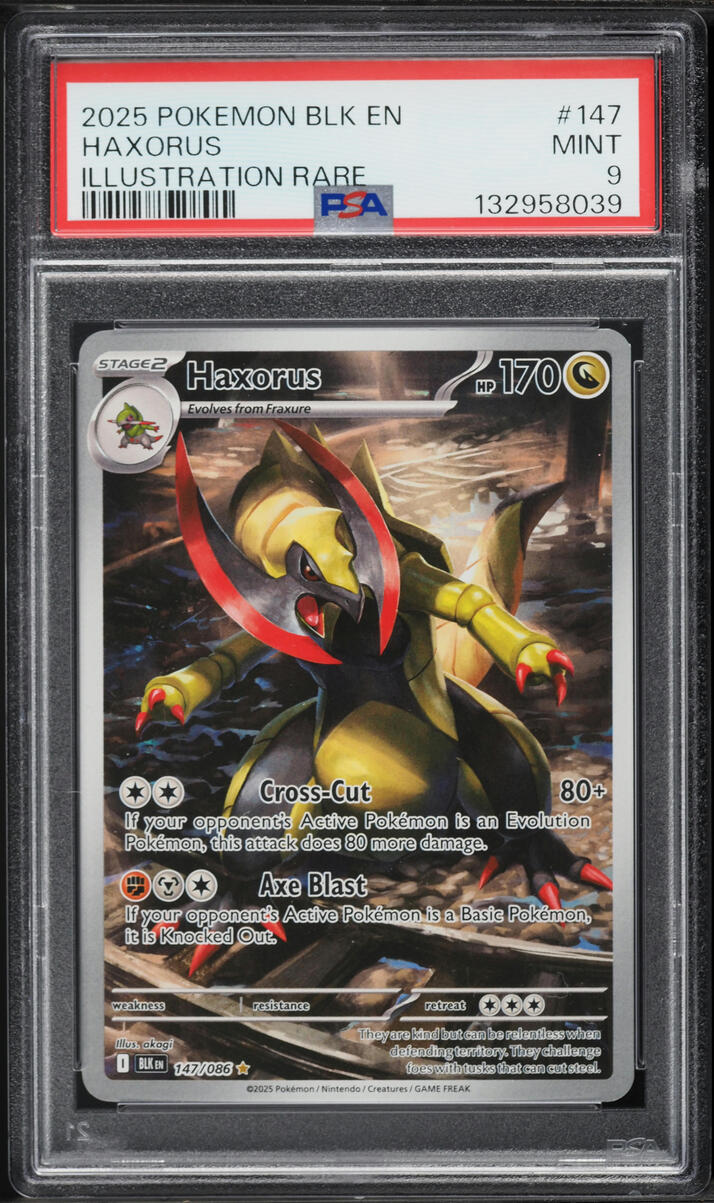 2025 Pokemon Scarlet & Violet Black Bolt IR Haxorus #147 PSA 9 MINT