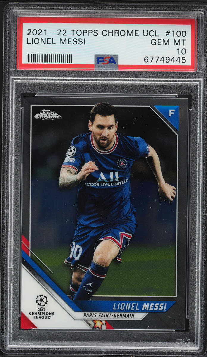 2021 Topps Chrome UEFA Champions League Lionel Messi #100 PSA 10 GEM MINT