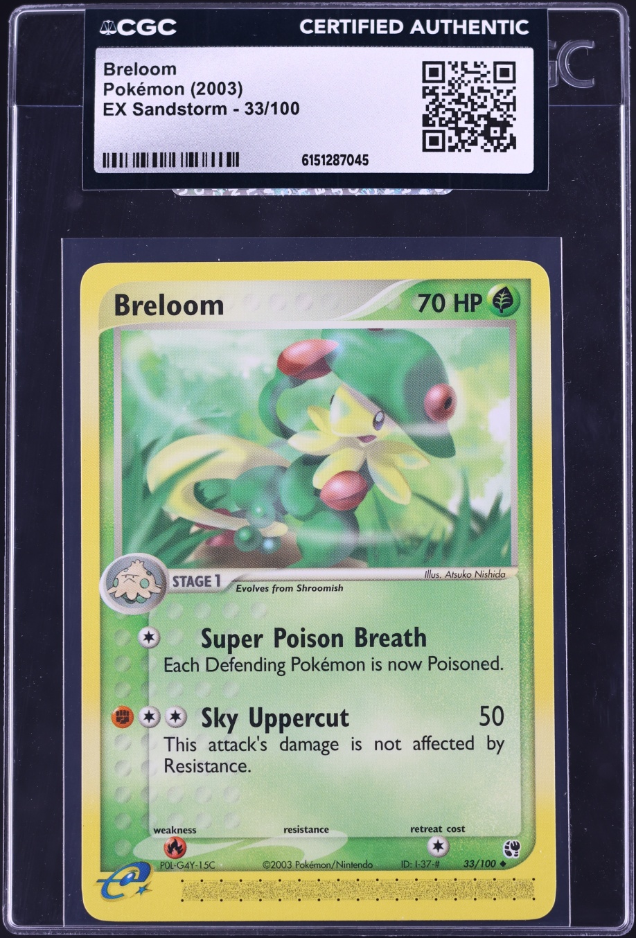 2003 Pokemon EX Sandstorm Breloom #33 CGC AUTH