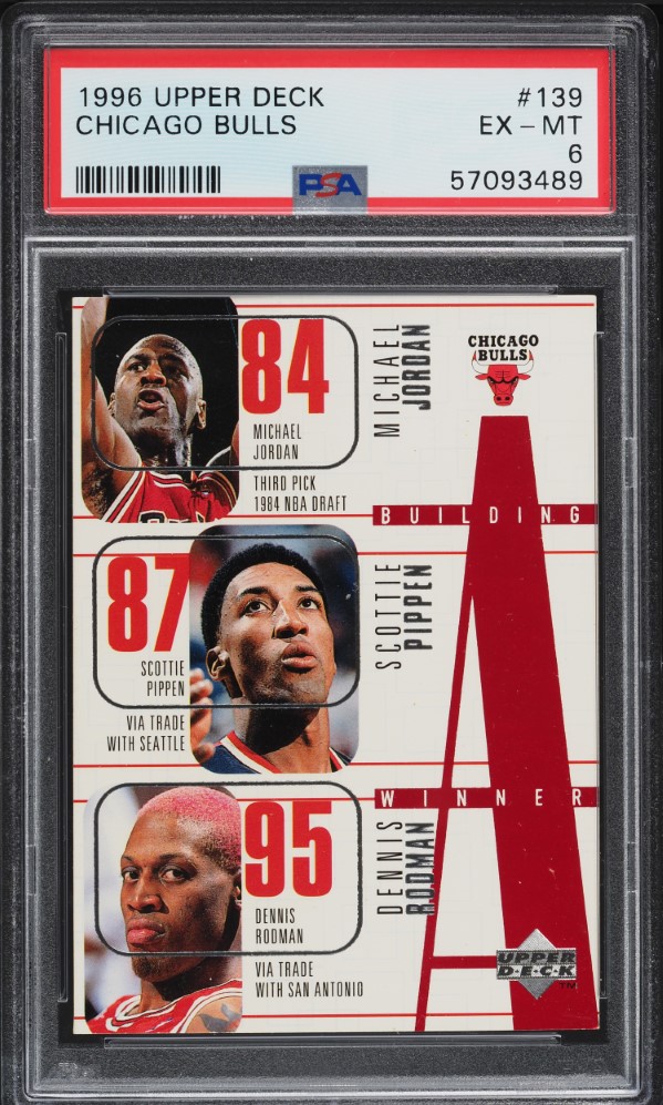 1996 Upper Deck Basketball Chicago Bulls w/ Michael Jordan #139 PSA 6 EXMT