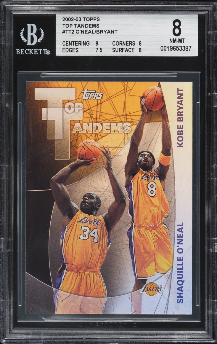 2002 Topps Top Tandems Shaquille O'Neal Kobe Bryant #TT2 BGS 8 NM-MT
