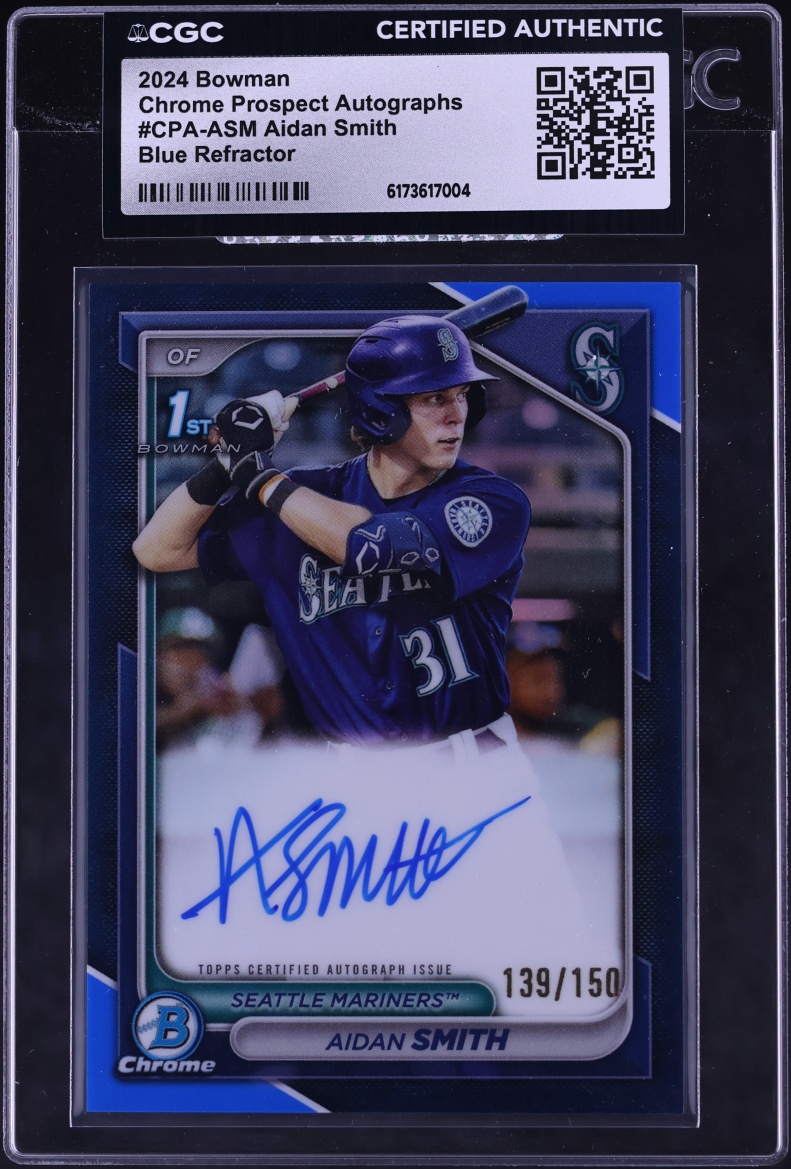 2024 Bowman Chrome Blue Refractor Aidan Smith PROSPECT AUTO /150 #CPA-ASM CGC AUTH