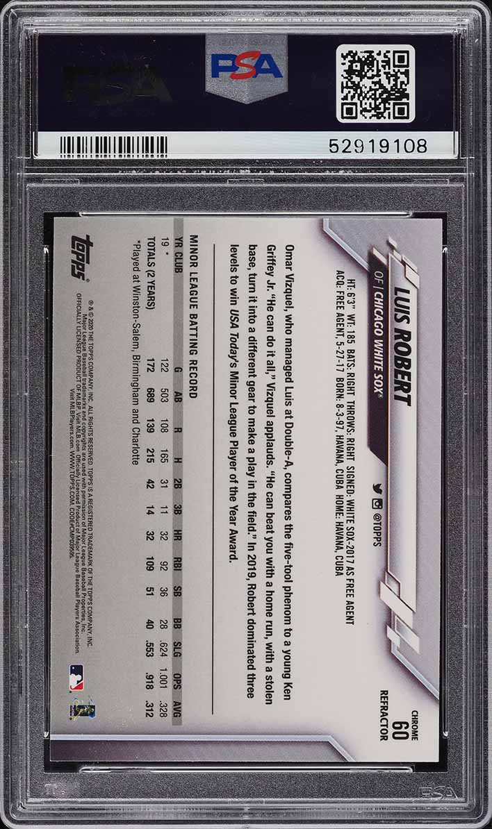 2020 Topps Chrome Refractor Luis Robert ROOKIE #78 PSA 9 MINT