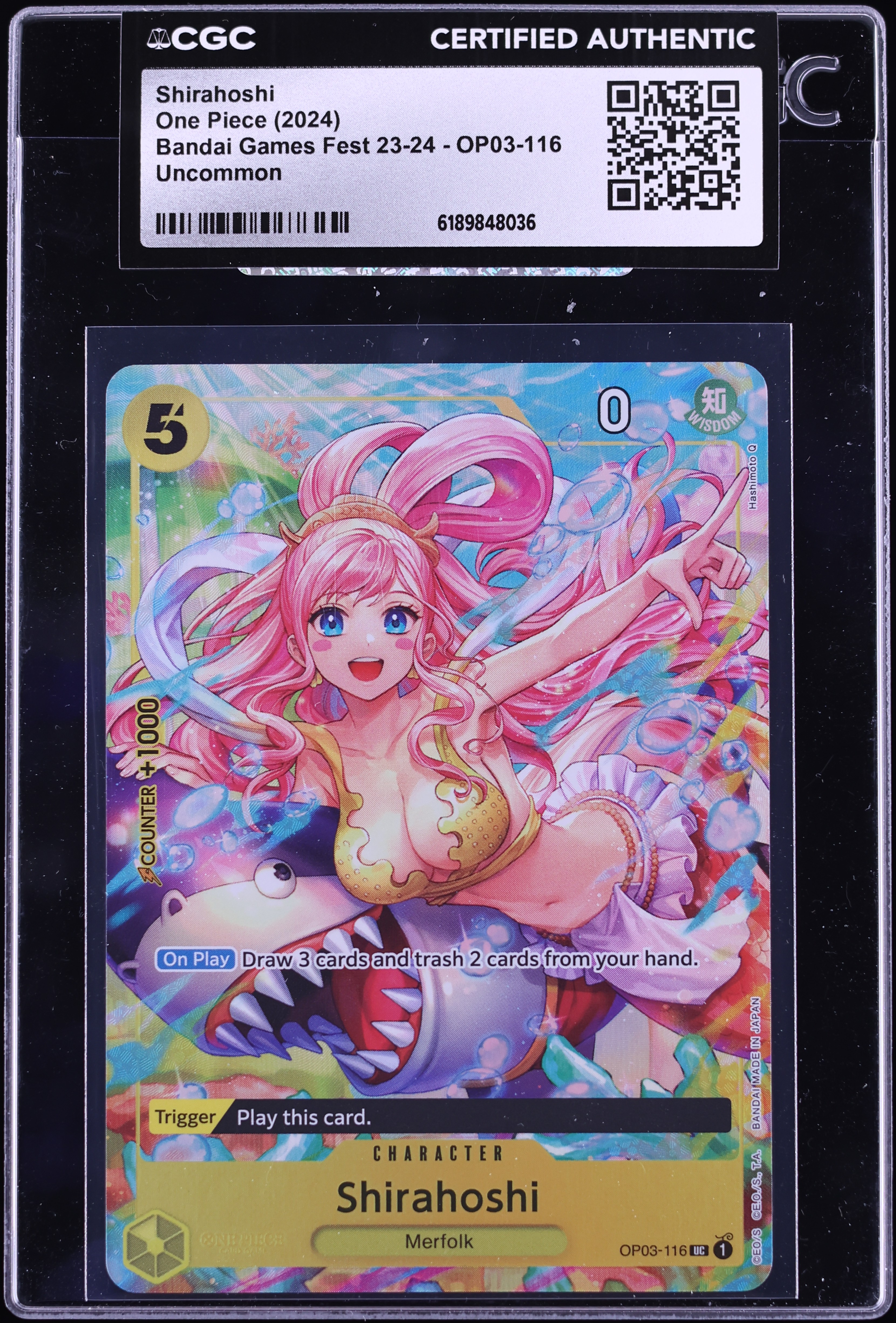 2024 One Piece Bandai Games Fest '23 Shirahoshi #OP03-116 CGC AUTH