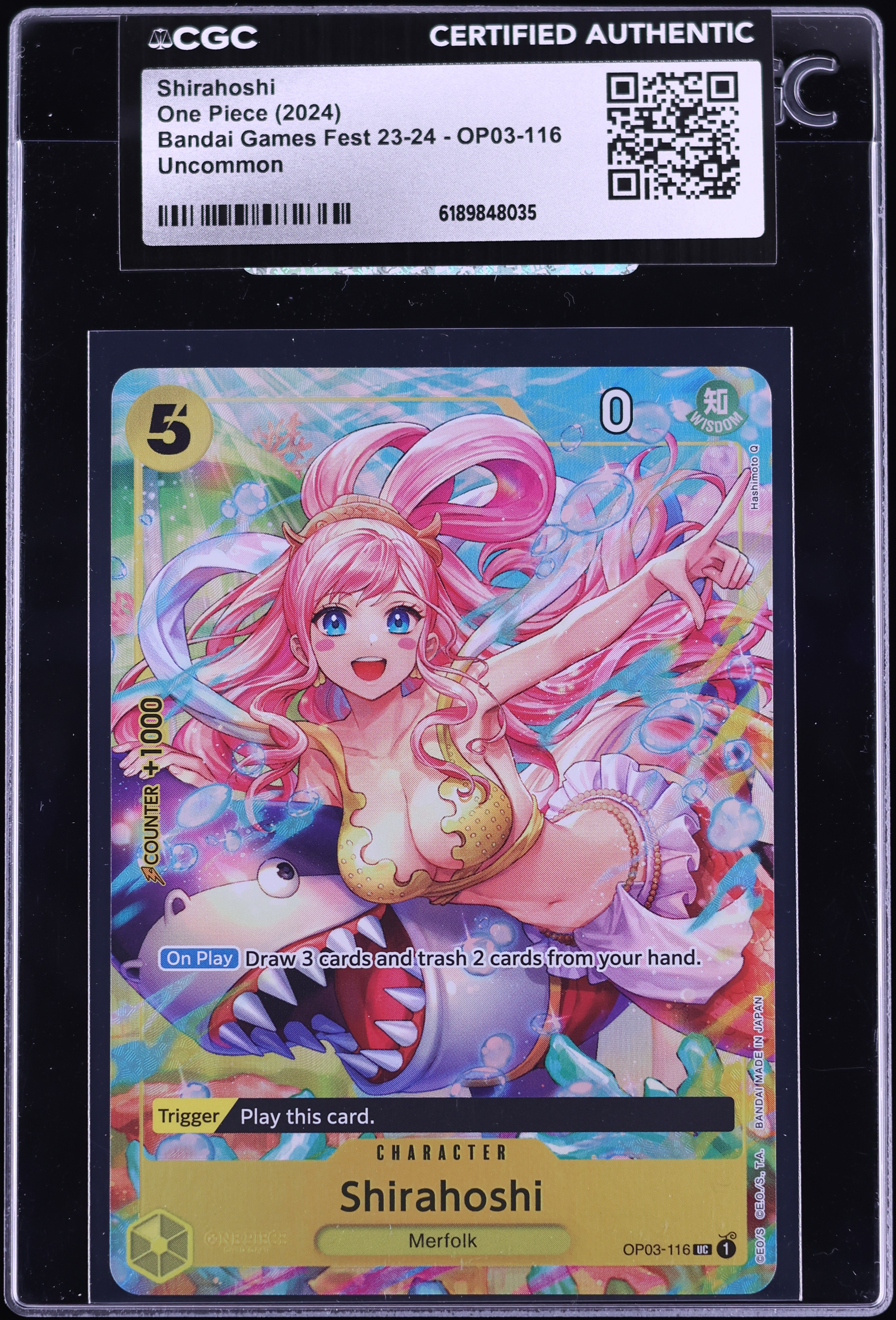 2024 One Piece Bandai Games Fest '23 Shirahoshi #OP03-116 CGC AUTH