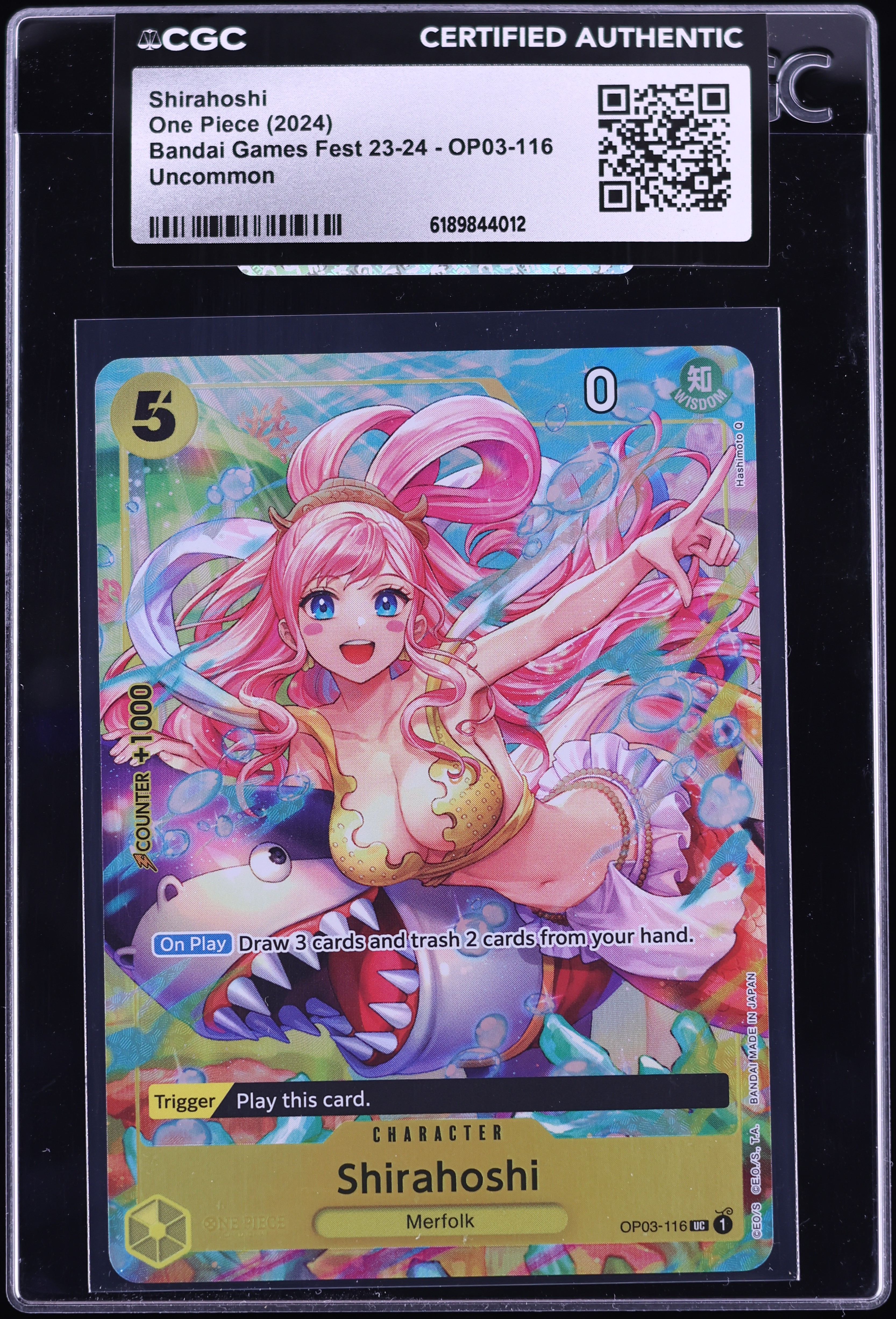 2024 One Piece Bandai Games Fest '23 Shirahoshi #OP03-116 CGC AUTH