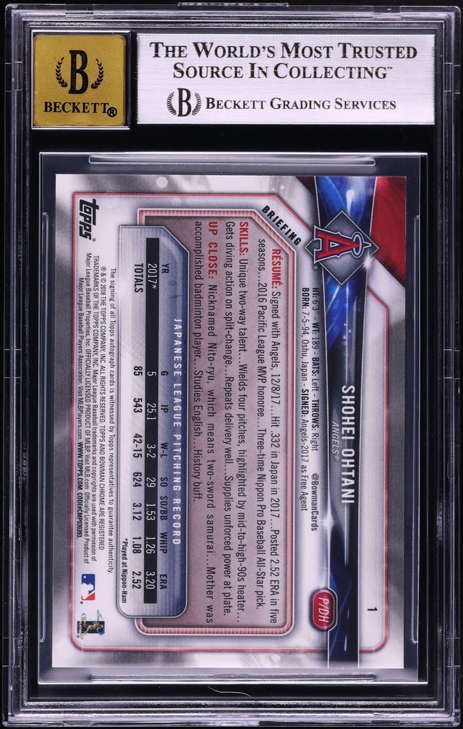2018 Bowman Chrome Variation Shohei Ohtani ROOKIE AUTO 25/25 #1 BGS 9 MINT