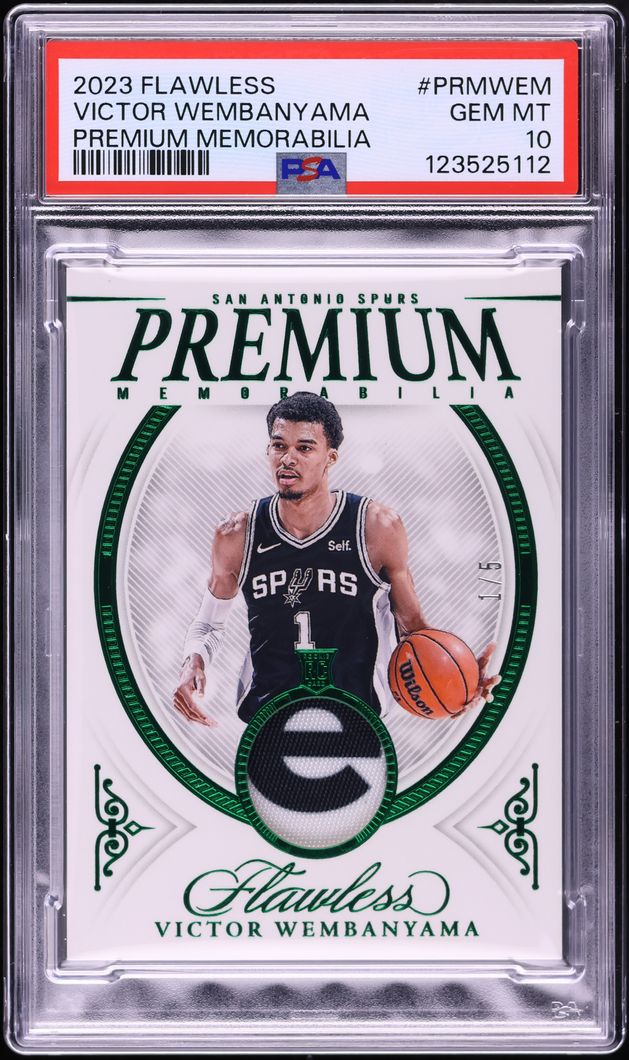 2023 Panini Flawless Premium Victor Wembanyama ROOKIE PATCH JSY # 1/5 #PRMWEM PSA 10 GEM MINT