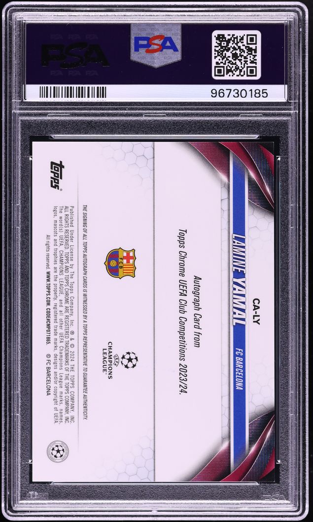2023 Topps Chrome UEFA Orange Refractor Lamine Yamal ROOKIE AUTO /25 #CA-LY PSA 10 GEM MINT