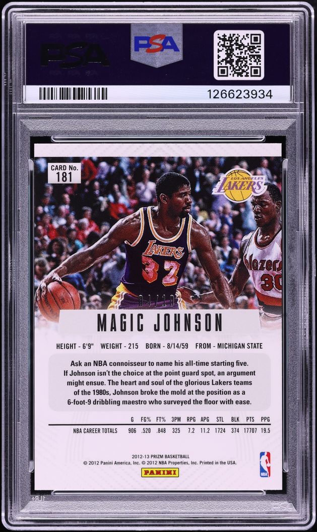 2012 Panini Prizm Gold Magic Johnson /10 #181 PSA 10 GEM MINT