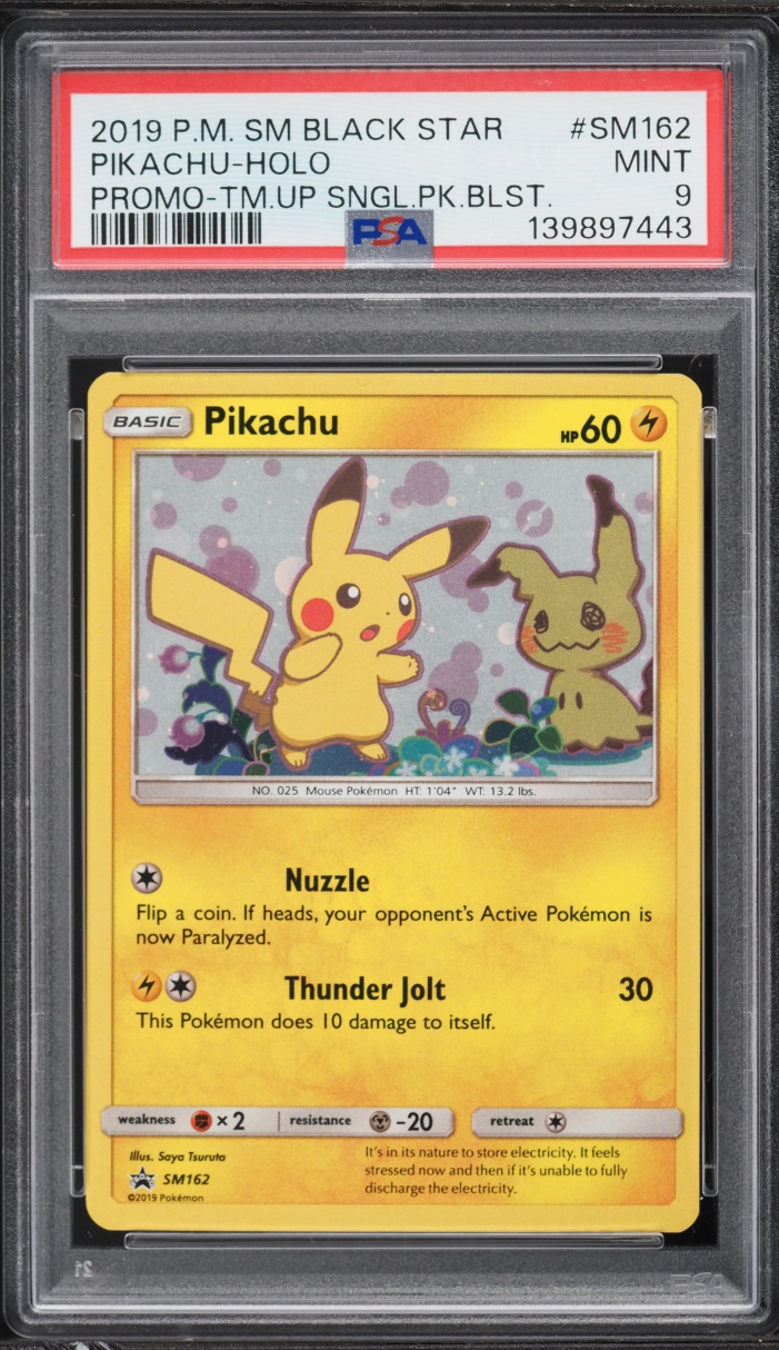 2019 Pokemon Sun & Moon Promo Team Up Holo Pikachu #SM162 PSA 9 MINT