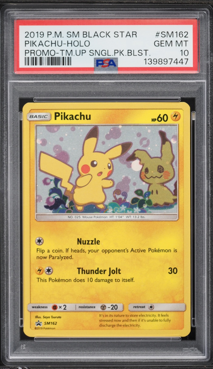 2019 Pokemon Sun & Moon Promo Team Up Holo Pikachu #SM162 PSA 10 GEM MINT