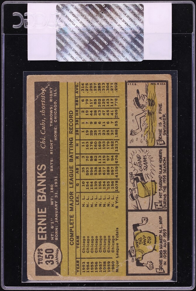 1961 Topps Ernie Banks #350 CGC AUTH