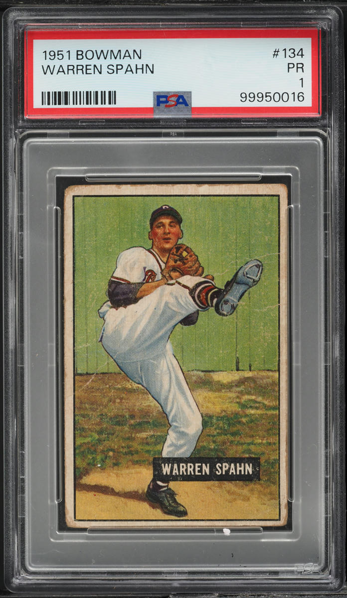 1951 Bowman Warren Spahn #134 PSA 1 PR