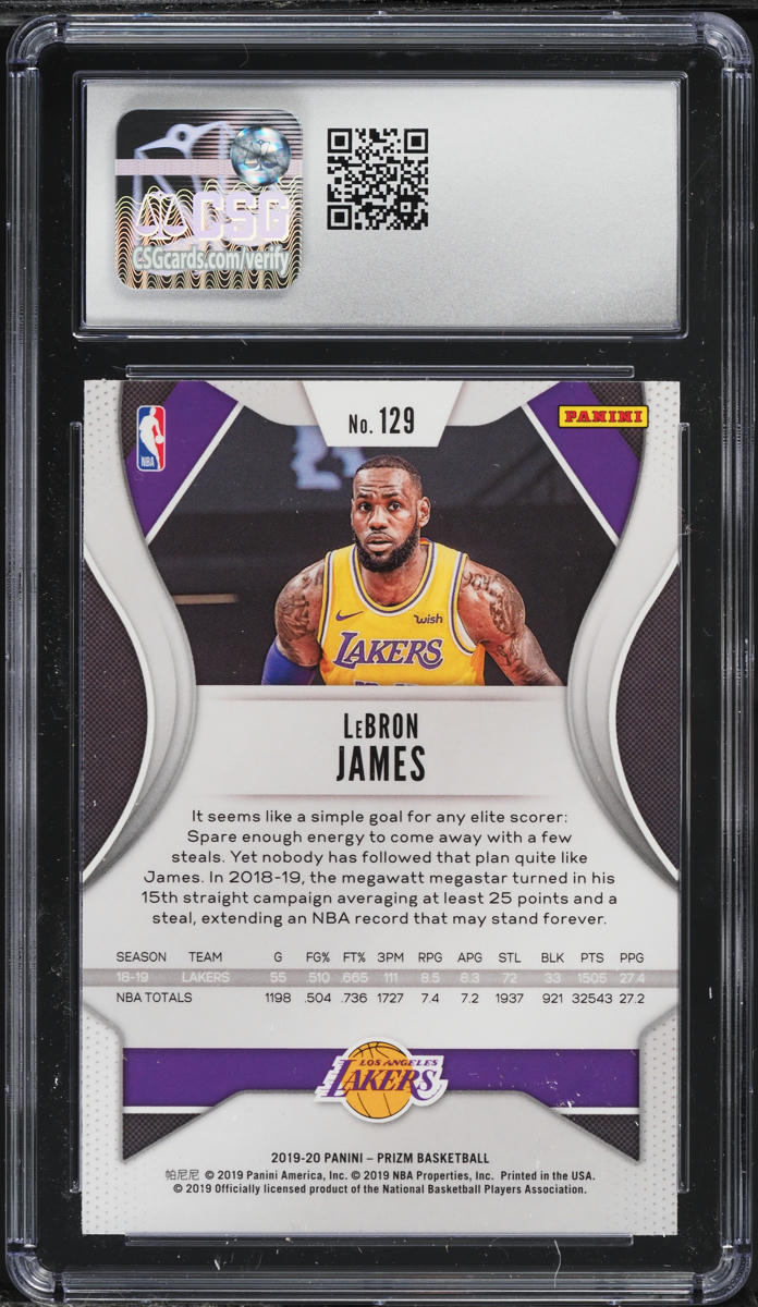 2019 Panini Prizm LeBron James #129 CSG 9 MINT