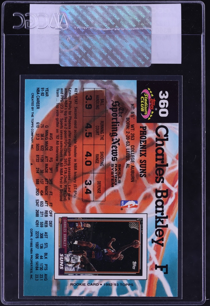 1992 Stadium Club Members Only Charles Barkley #360 CGC AUTH