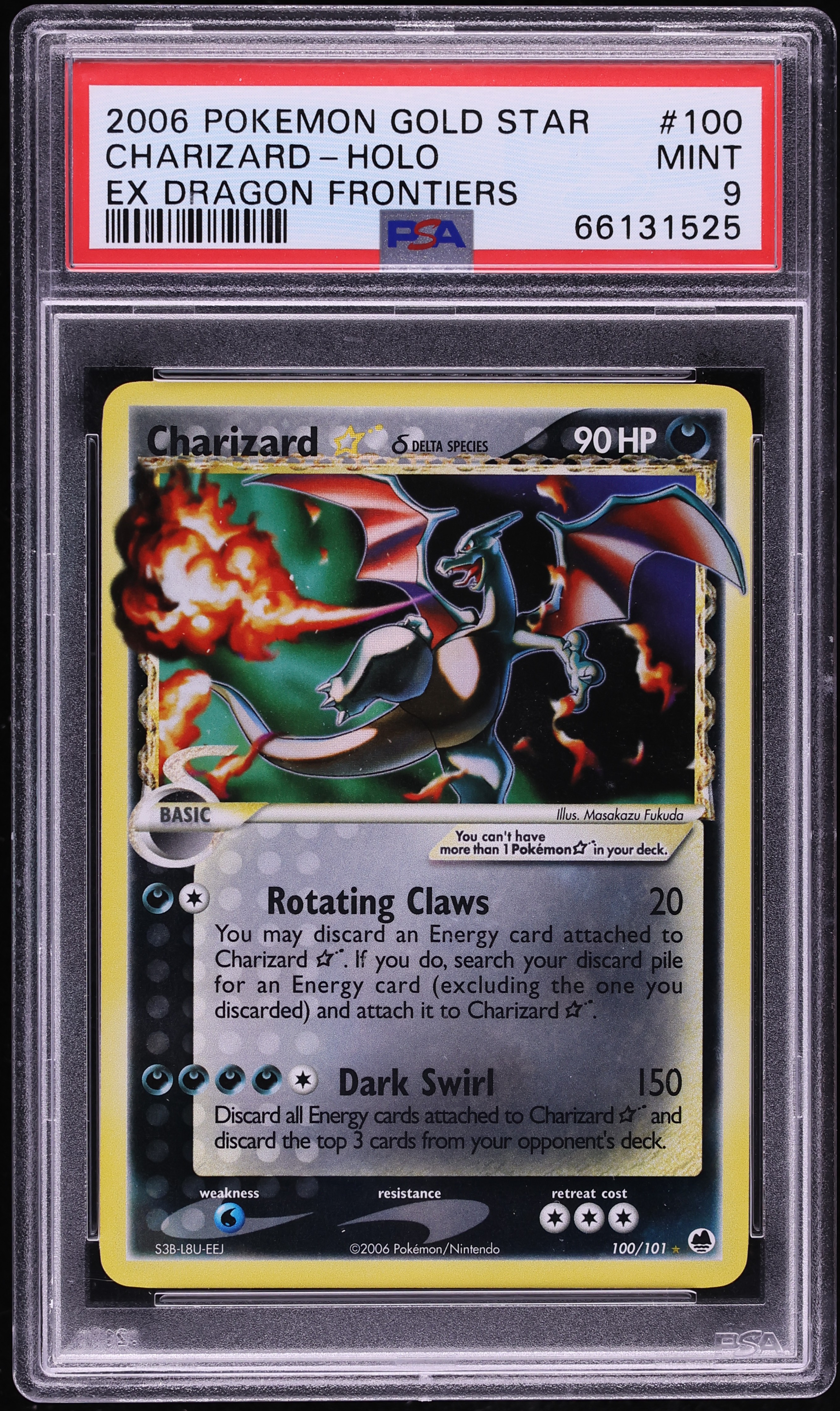 2006 Pokemon EX Dragon Frontiers Holo Charizard Gold Star #100 PSA 9 MINT
