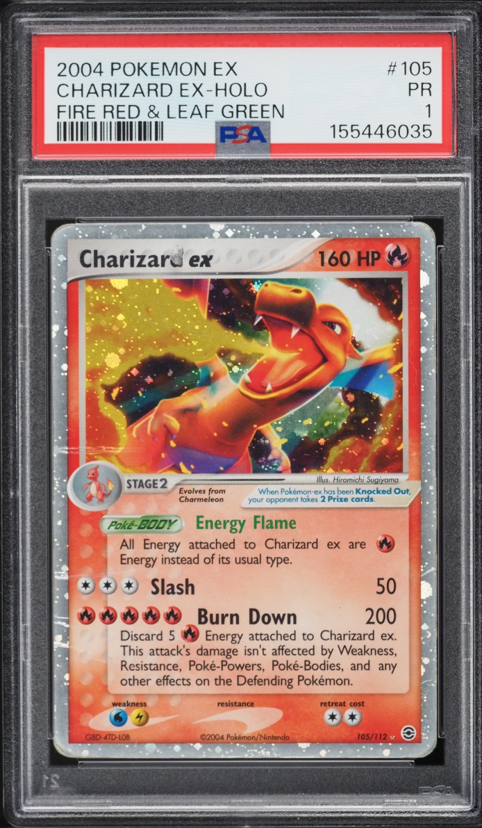 2004 Pokemon EX Fire Red & Leaf Green Holo Charizard ex #105 PSA 1 PR