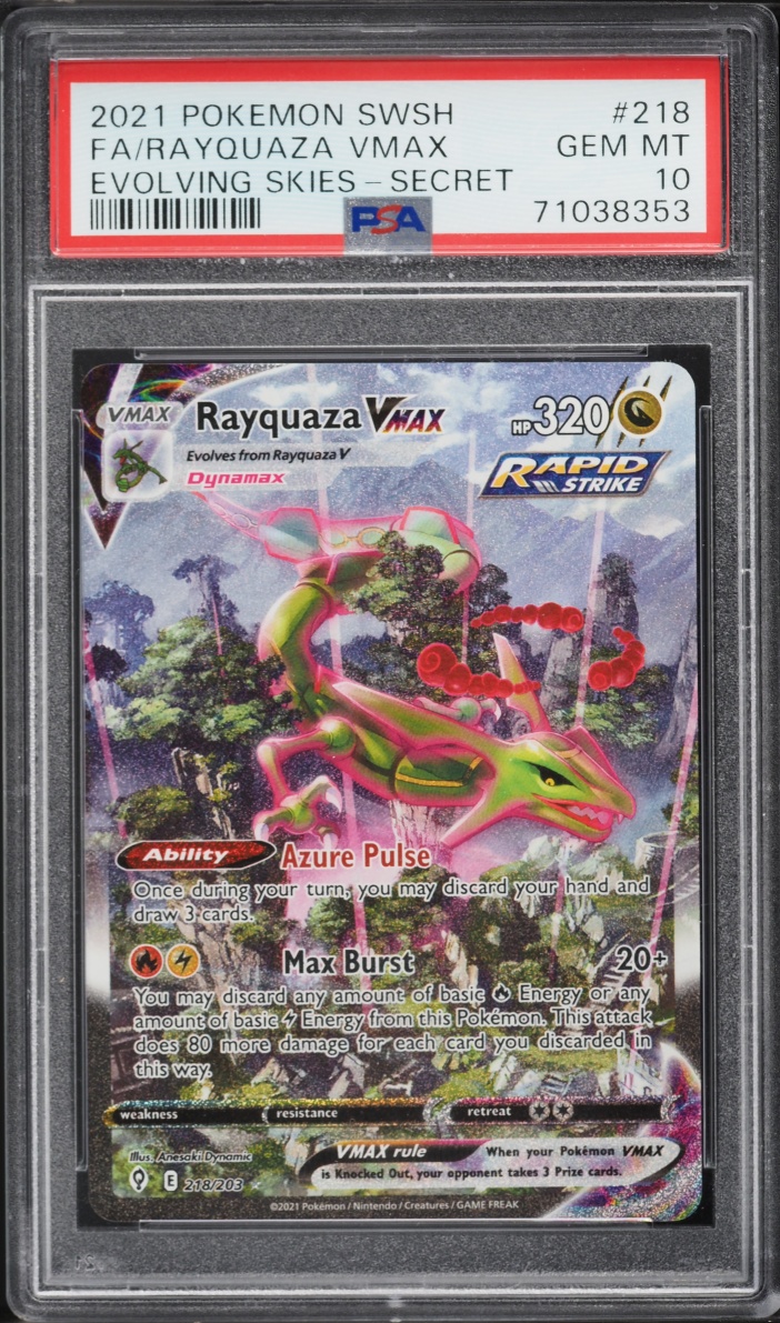 2021 Pokemon Sword & Shield Evolving Skies SEC Rayquaza VMAX #218 PSA 10 GEM MINT