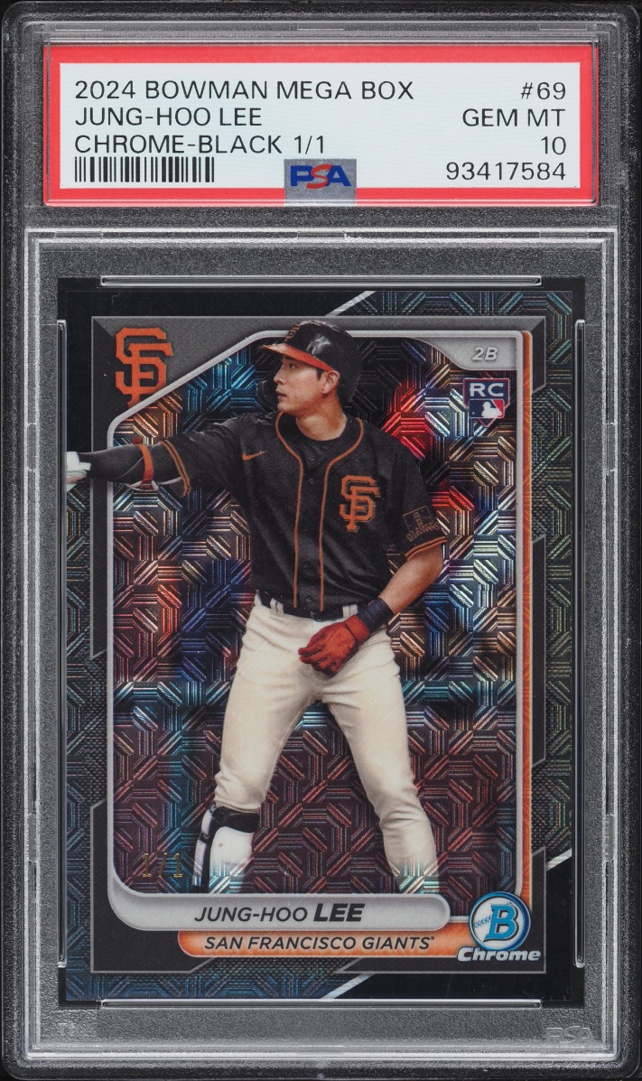 2024 Bowman Chrome Mega Box Black Refractor Jung-Hoo Lee ROOKIE 1/1 #69 PSA 10 GEM MINT - Photo 1