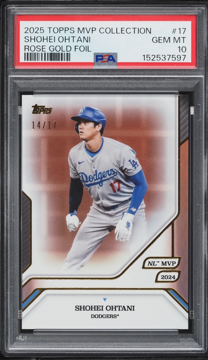 2025 Topps MLB MVP Collection Rose Gold Foil Shohei Ohtani /17 #17 PSA 10 GEM MINT - Photo 1