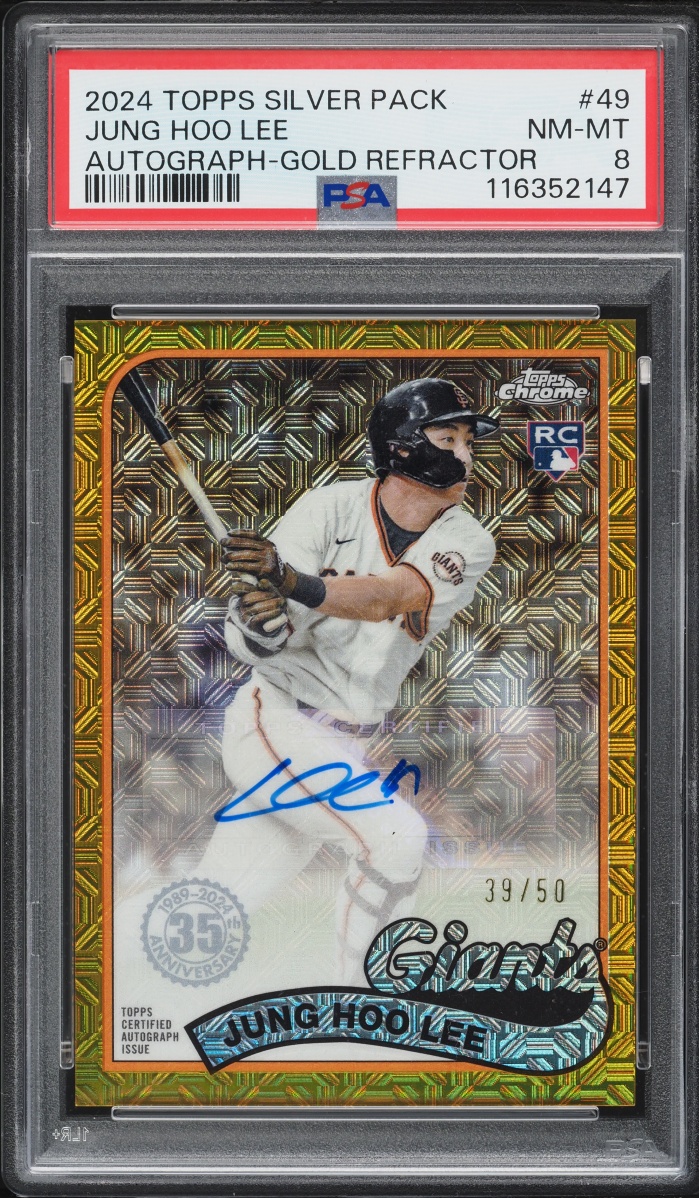 2024 Topps Chrome Silver Pack '89 Gold Refractor Jung Hoo Lee ROOKIE AUTO /50 #2T89C-49 PSA 8 - Photo 1