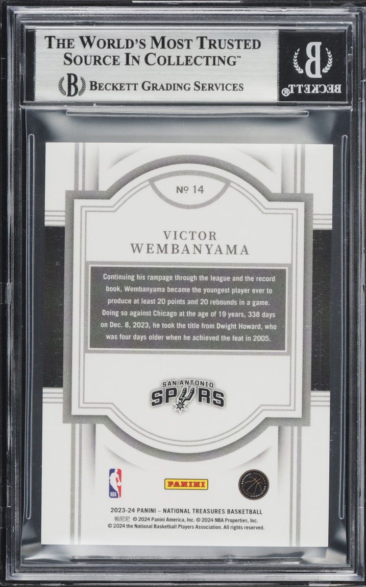 2023 National Treasures Pink Victor Wembanyama ROOKIE /15 #14 BGS 9 MINT - Photo 2